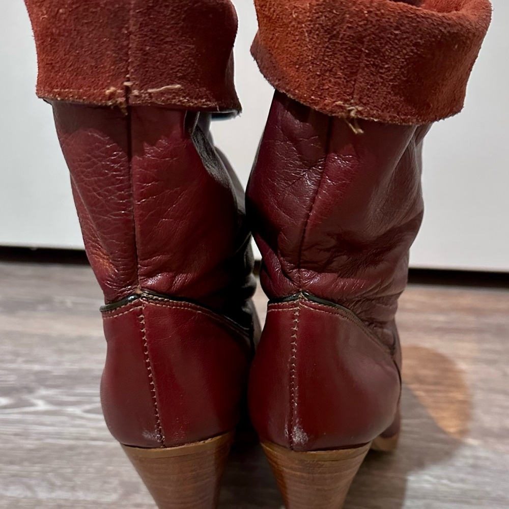 VINTAGE 70s Dingo Women's Burgundy Leather Boots - Picture 9 of 9